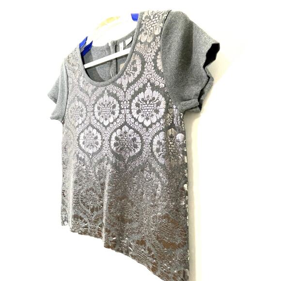 Anthropologie Moth Drawing Room Top Metallic Pullover Short Sleeve Sweater Med - Picture 4 of 10